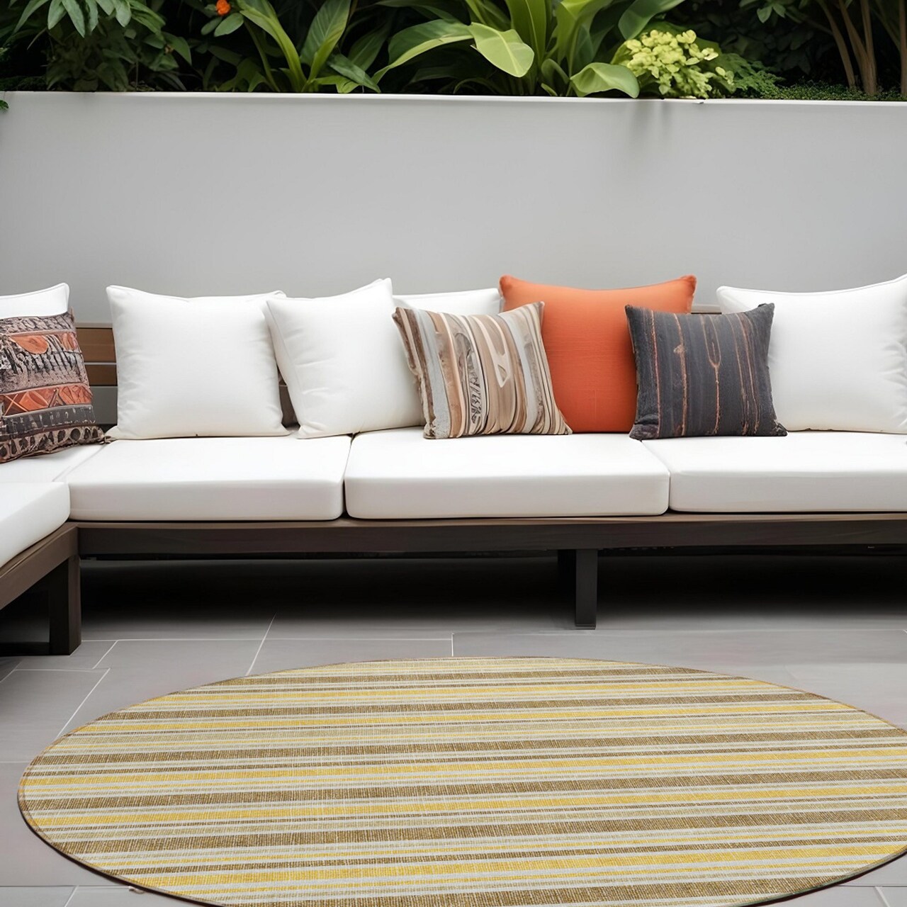 Edge Collections - 8' - Brown - Washable for Area Rug Striped Indoor and Outdoor Use - 1 Piece